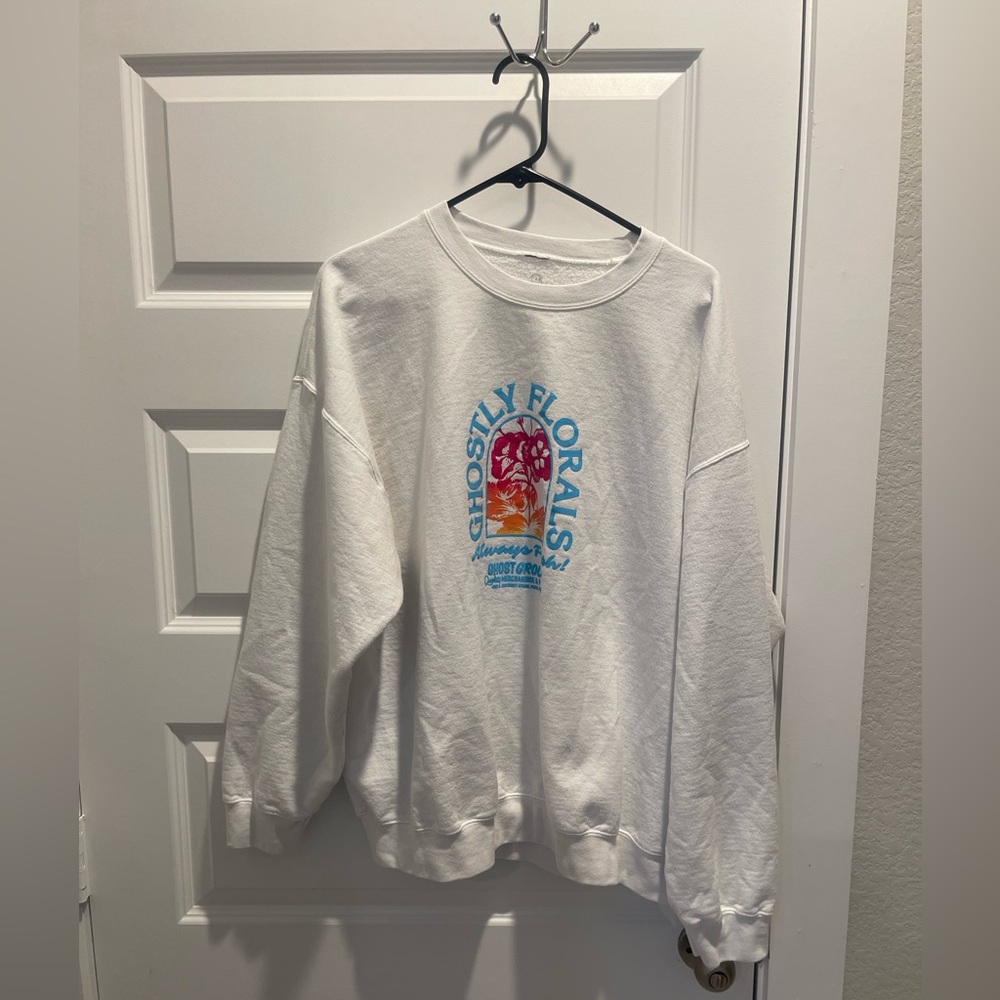Lonely ghost limited edition ghostly florals unisex white sweatshirt XL